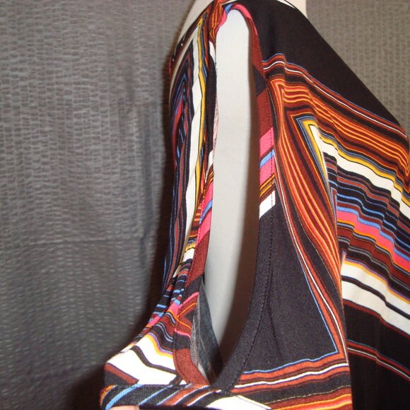NWOT Lascana for Venus Cold-Shoulder Top Black Multicolor sz L - Picture 3 of 8
